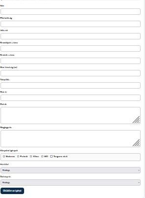 Üres booking form